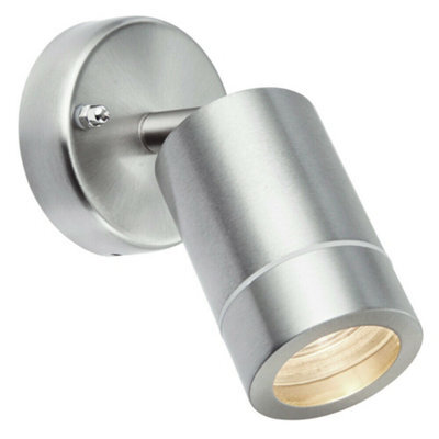 Ip44 Outdoor Adjustable Spotlight Brushed Steel Gu10 Dimmable Accent Downlight - image 1