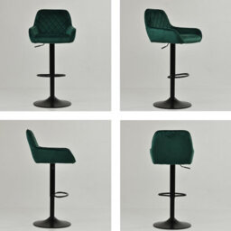 Lakeland Furniture Carson Green Velvet Bar Stool Electroplated Chrome Gas Lift Base - thumbnail 2