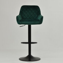 Lakeland Furniture Carson Green Velvet Bar Stool Electroplated Chrome Gas Lift Base - thumbnail 3
