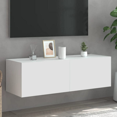Berkfield Tv Wall Cabinet With Led Lights White 100X35X31 Cm - image 1