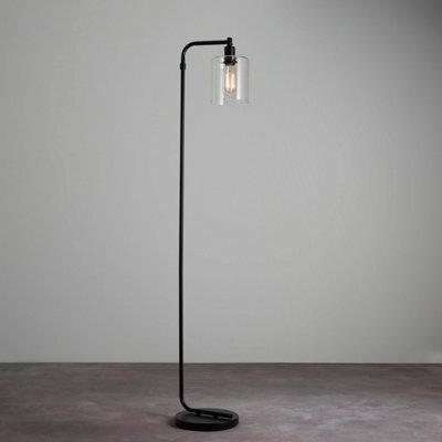 Anson Lighting Torton Matt Black With Clear Glass Shade Modern 1 Light Floor Light - image 1