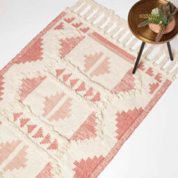 Homescapes Satara Pink Kilim Wool Rug 160 X 230 Cm - thumbnail 1