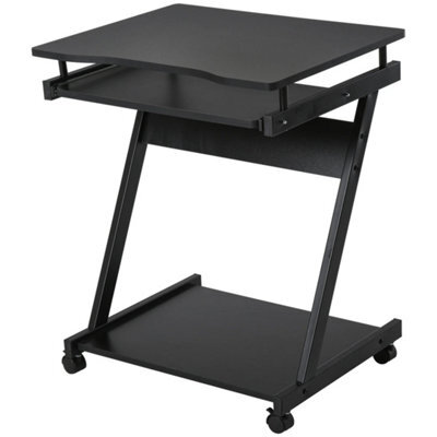 Movable Computer Desk With 4 Moving Wheels Sliding Keyboard Tray Black - image 1
