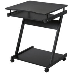 Movable Computer Desk With 4 Moving Wheels Sliding Keyboard Tray Black - thumbnail 1