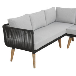 Beliani Garden Corner Sofa With Table 5 Seater Alcamo Left Hand Acacia Wood Black - thumbnail 9