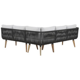 Beliani Garden Corner Sofa With Table 5 Seater Alcamo Left Hand Acacia Wood Black - thumbnail 8
