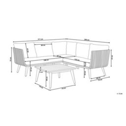 Beliani Garden Corner Sofa With Table 5 Seater Alcamo Left Hand Acacia Wood Black - thumbnail 3