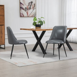 Set Of 2 Morandi Faux Leather Dining Chairs - Grey - thumbnail 4