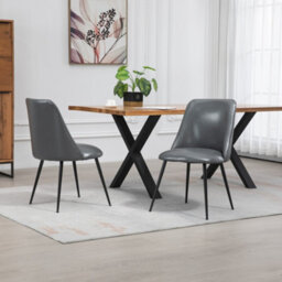 Set Of 2 Morandi Faux Leather Dining Chairs - Grey - thumbnail 5