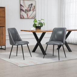 Set Of 2 Morandi Faux Leather Dining Chairs - Grey - thumbnail 3
