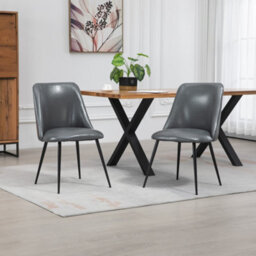 Set Of 2 Morandi Faux Leather Dining Chairs - Grey - thumbnail 2