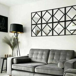 Deenz Square Diamond Shape Frame Black Wall Art Mirror Set Of 3 Modern Stylish 40X40Cm Collection Of Deenz Store (3X Set Of 3)