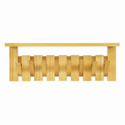 8-Hook Coat Rack+Shelf Wall Mounted Floating Shelf Wooden Hanger Pegs Rail Rack - thumbnail 1