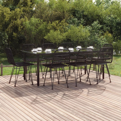 Berkfield 9 Piece Garden Dining Set Black Poly Rattan - image 1