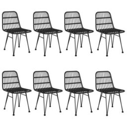 Berkfield 9 Piece Garden Dining Set Black Poly Rattan - thumbnail 4