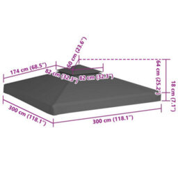 Walplus 2-Tier Gazebo Top Cover 310 G/ma 3X3 M Taupe - thumbnail 6