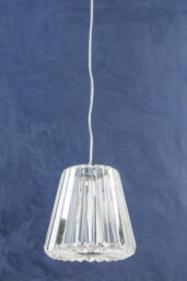 Orsina Cone Pendant Light With Geometric Glass Shade, Chrome Frame Crystal Ceiling Light, 1 Bulb Boutique Light - thumbnail 4