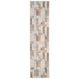 Loomed Neutral Beige Grey Geo Wabi Sabi Retro Runner Rug 60X240Cm - thumbnail 5