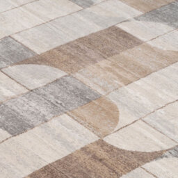 Loomed Neutral Beige Grey Geo Wabi Sabi Retro Runner Rug 60X240Cm - thumbnail 2