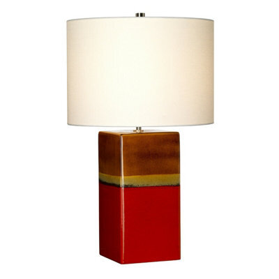 Elegant Ceramic Table Lamp With Cream Linen Shade And Colorful Glaze For Modern Interiors - image 1