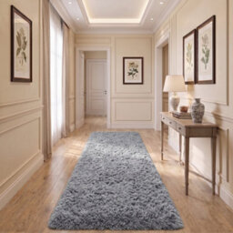 Oxford Homeware Shaggy Rug Anti-Slip Washable Soft Fluffy Living Room And Bedroom Rug (Mottled Grey, 80X150Cm) - thumbnail 6