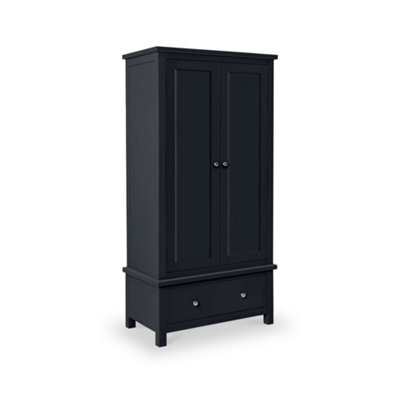 Cornish Black Double Wardrobe With Drawer - By Roseland Furniture - image 1