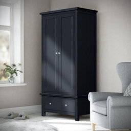 Cornish Black Double Wardrobe With Drawer - By Roseland Furniture - thumbnail 2