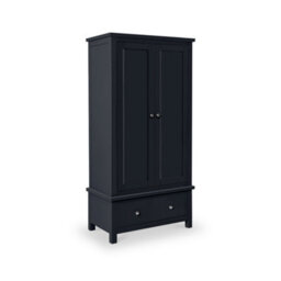 Cornish Black Double Wardrobe With Drawer - By Roseland Furniture - thumbnail 1