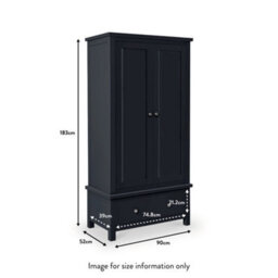 Cornish Black Double Wardrobe With Drawer - By Roseland Furniture - thumbnail 6