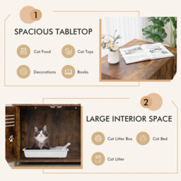 Costway 3-In-1 Cat Litter Box Enclosure Side Entrance Cat House End Table Double Doors - thumbnail 8