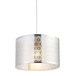 Inlight Hyperion Silver Effect Laser Cut Cylinder Light Shade (D)35Cm - thumbnail 4