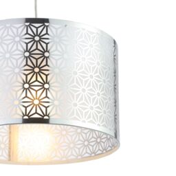 Inlight Hyperion Silver Effect Laser Cut Cylinder Light Shade (D)35Cm - thumbnail 6