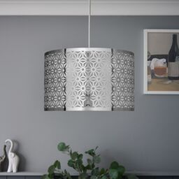 Inlight Hyperion Silver Effect Laser Cut Cylinder Light Shade (D)35Cm - thumbnail 2