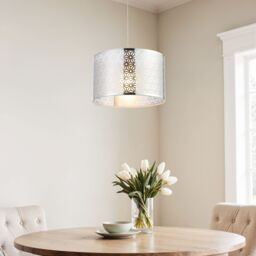 Inlight Hyperion Silver Effect Laser Cut Cylinder Light Shade (D)35Cm - thumbnail 7
