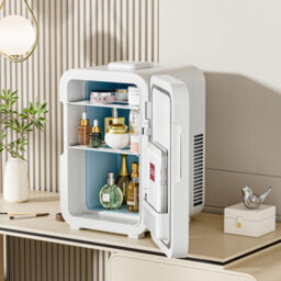 Living And Home White 12L Mini Counter Fridge With Led Mirror Door - thumbnail 2