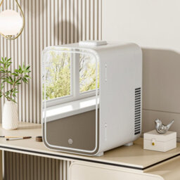 Living And Home White 12L Mini Counter Fridge With Led Mirror Door