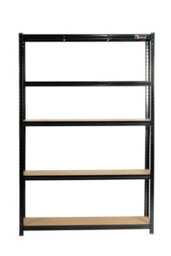 Rhino Racking 180 X 120 X 40Cm - Black - 5 Tier Boltless Heavy Duty Garage Shelving Unit - 1000Kg Load Weight - thumbnail 3