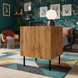 Jungle Set Of 2 Modern Bedside Tables With Durable Laminated Construction Oak Wotan Black - thumbnail 2