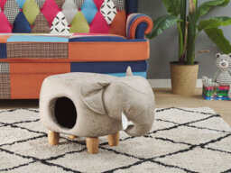 Beliani Storage Animal Stool Jumbo Faux Leather Grey Elephant - thumbnail 2