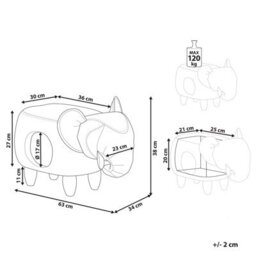 Beliani Storage Animal Stool Jumbo Faux Leather Grey Elephant - thumbnail 3