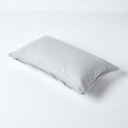 Homescapes Cotton Plain Grey Rectangular Cushion Cover, 30 X 50 Cm - thumbnail 3