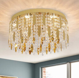 Crystal Led Ceiling Light Gold Chandelier 3 Color Lights 40X20 Cm - thumbnail 2