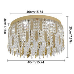 Crystal Led Ceiling Light Gold Chandelier 3 Color Lights 40X20 Cm - thumbnail 5