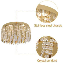 Crystal Led Ceiling Light Gold Chandelier 3 Color Lights 40X20 Cm - thumbnail 6