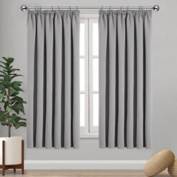 Ameha Light Grey 230 Gsm Plain Thermal Insulated Energy Efficient Blackout Pencil Pleat Curtain Pair 90''x72'' Home Decor Uk - thumbnail 2