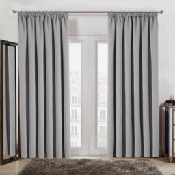 Ameha Light Grey 230 Gsm Plain Thermal Insulated Energy Efficient Blackout Pencil Pleat Curtain Pair 90''x72'' Home Decor Uk - thumbnail 6