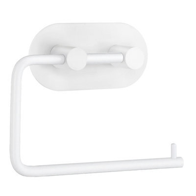 Beslagsboden - Design Toilet Roll Holder In Matt White Stainless Steel Self-Adhesive