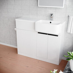 Nes Home 1000mm Right Hand Freestanding Basin Vanity Unit With Black Handles & Wc Unit - thumbnail 5