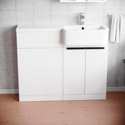 Nes Home 1000mm Right Hand Freestanding Basin Vanity Unit With Black Handles & Wc Unit - thumbnail 2