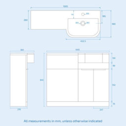 Nes Home 1000mm Right Hand Freestanding Basin Vanity Unit With Black Handles & Wc Unit - thumbnail 7